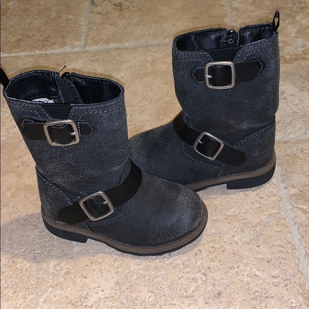 Carters size 5 moto boots charcoal black